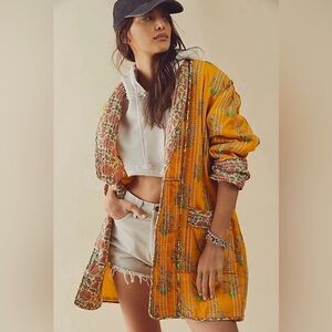 Free people x Llani Sunray kimono duster jacket in vintage yellow floral